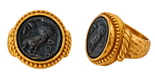 Athena’s Owl Ancient Coin Statement Ring