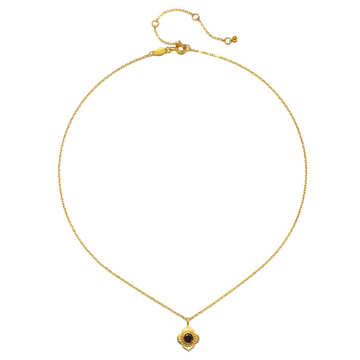 Spiritual Strength Garnet Lotus Necklace - 16"