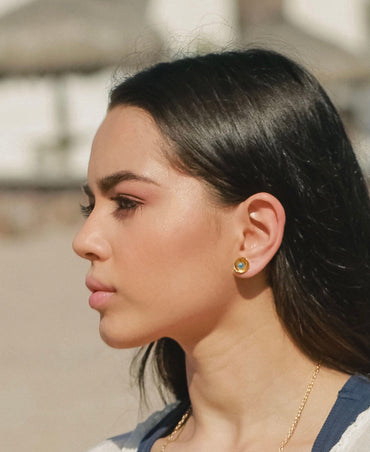 SILVER TURQUOISE VESSAL STUD EARRINGS