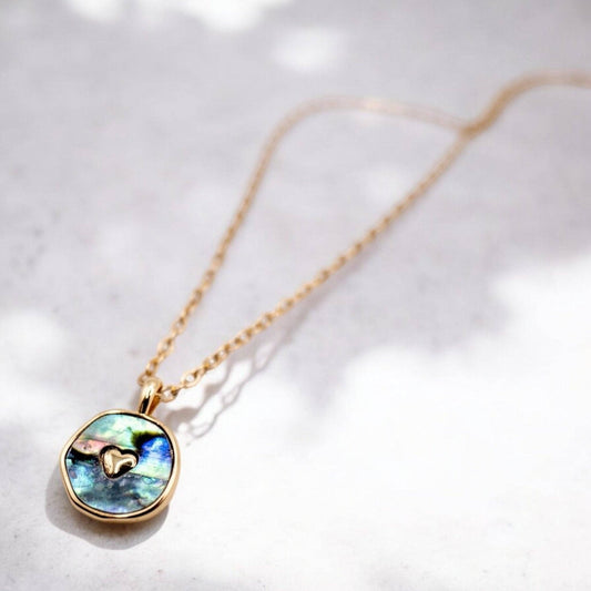Heart necklace with abalone shell