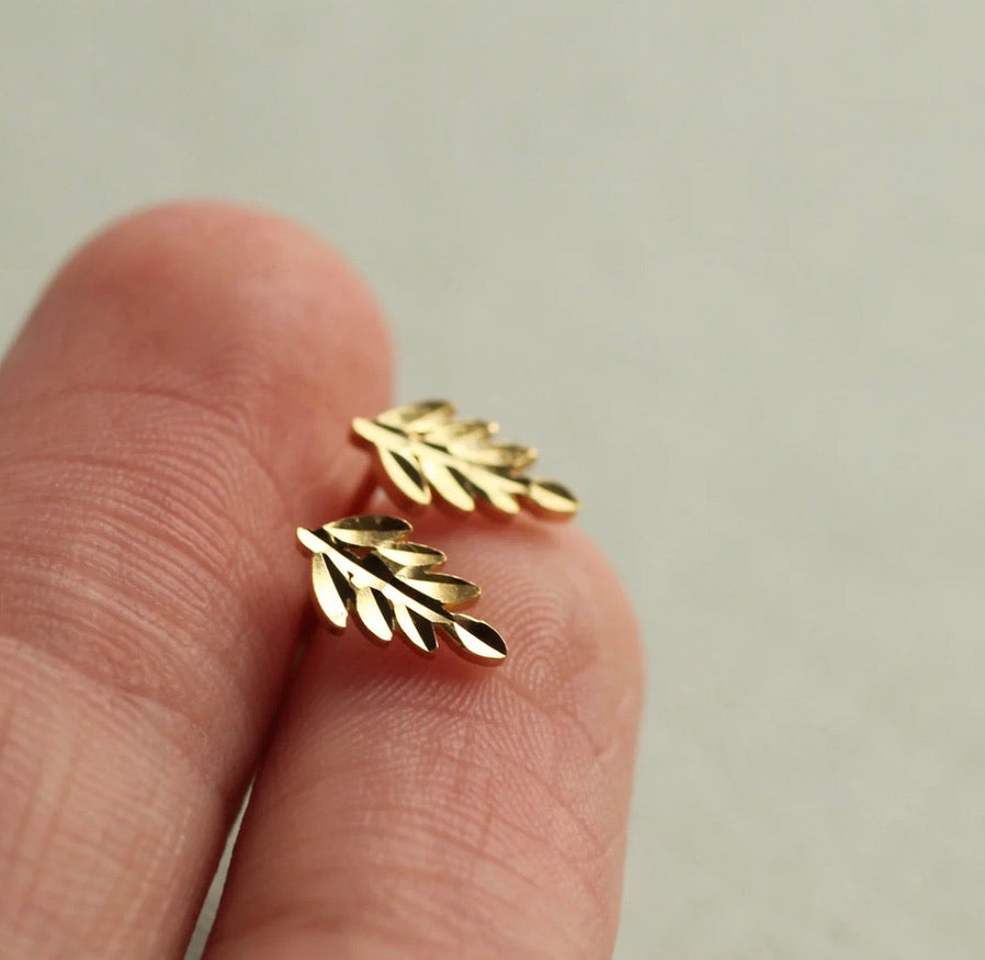 Gold Vermeil Fern Stud Earrings