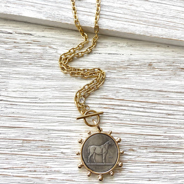 French Coin Medallion Necklace