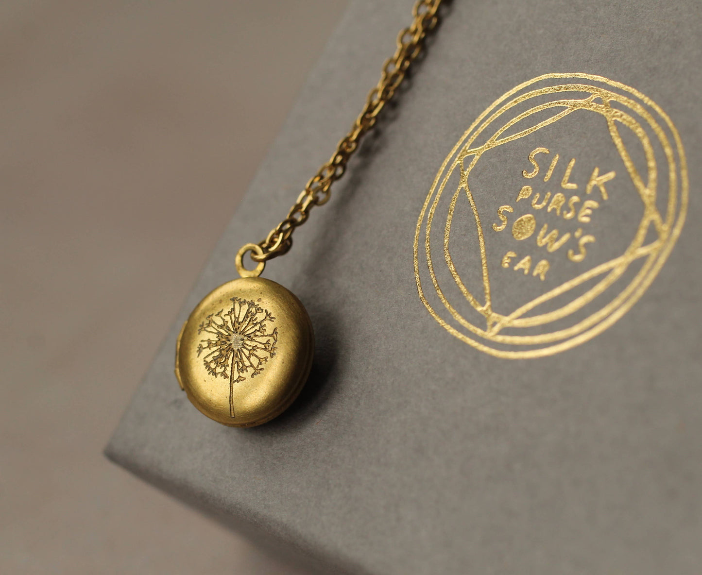Tiny Brass Round Locket Necklace