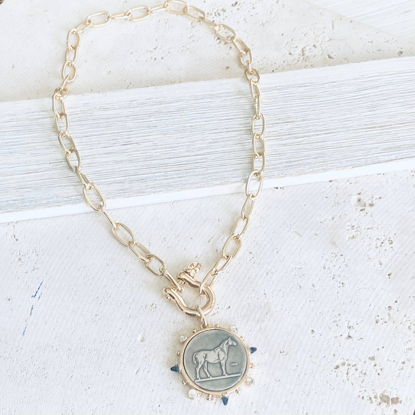 Horse Coin Shackle Necklace