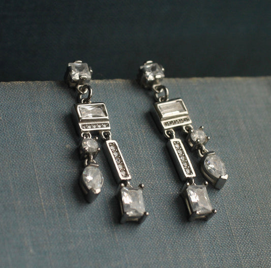 STERLING SILVER ART DECO CHANDELIER EARRINGS