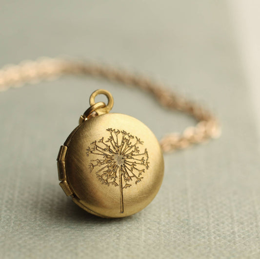 Tiny Brass Round Locket Necklace