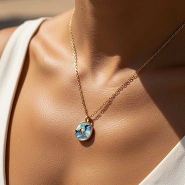 Heart necklace with abalone shell