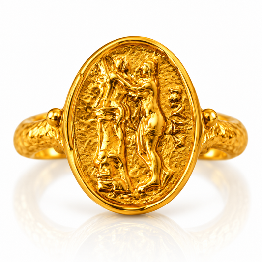Ancient Greek Inspired Gold Coin Ring