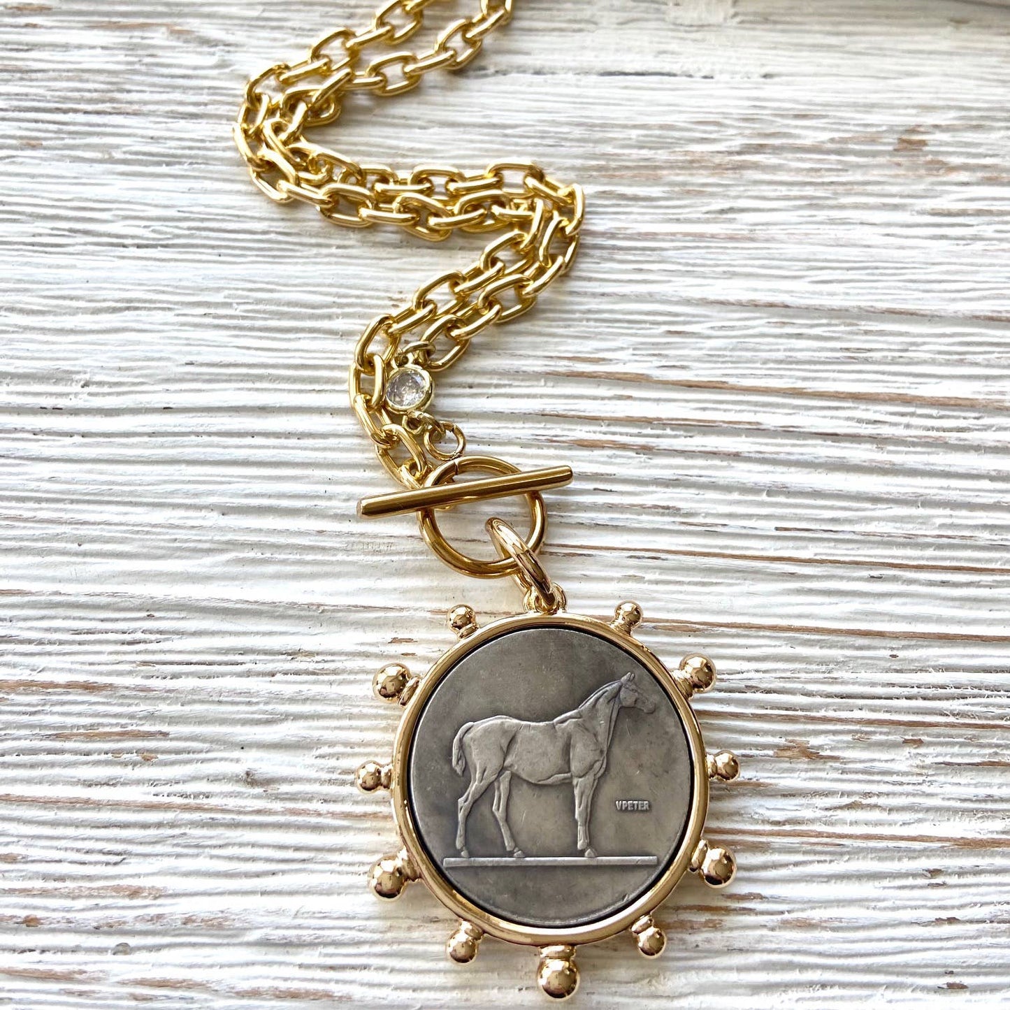French Coin Medallion Necklace
