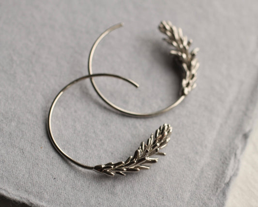 SMALL LEAF HOOP EARRINGS