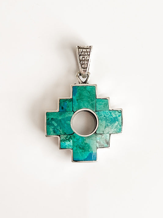 STERLING SILVER TURQUOISE  INLAY PENDANT