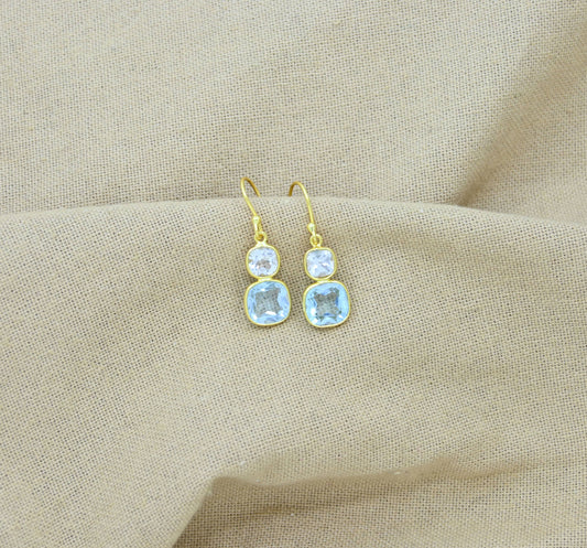 Natural Blue & White Topaz Earring