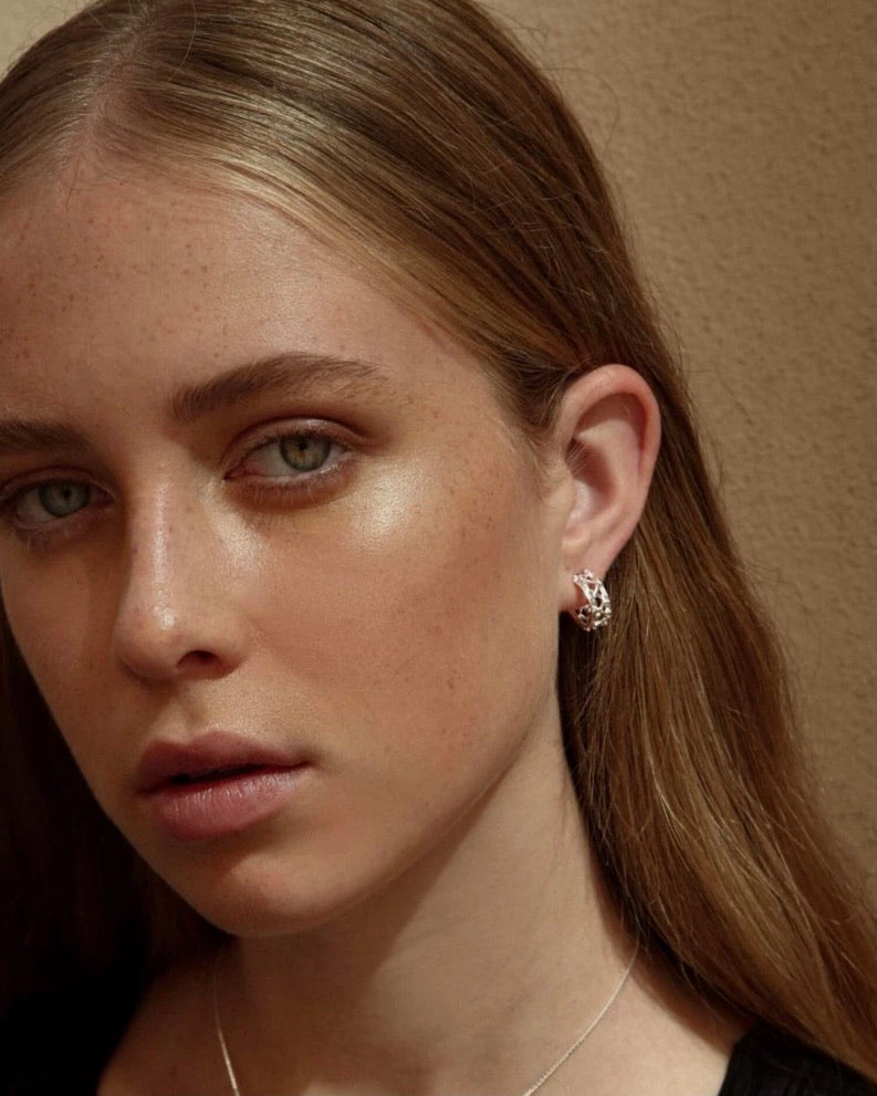 Little Beams Hoop Earrings Silver