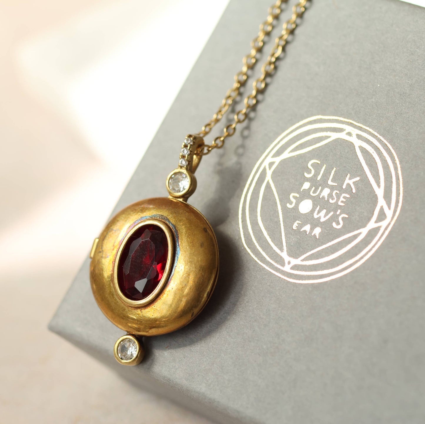 Ruby Deco Jewel Locket Necklace