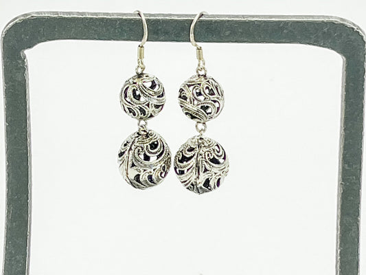 NOIR • CLASSIC PHIKOUN DOUBLE BALL PRINT EARRINGS
