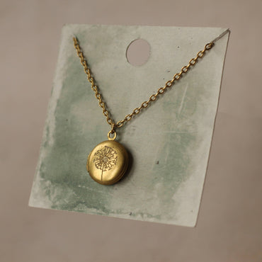 Tiny Brass Round Locket Necklace