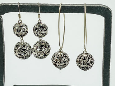 NOIR • CLASSIC PHIKOUN DOUBLE BALL PRINT EARRINGS