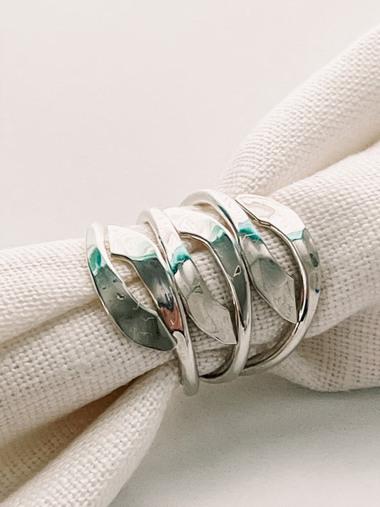 STERLING SILVER TRIPLE LEAF RING