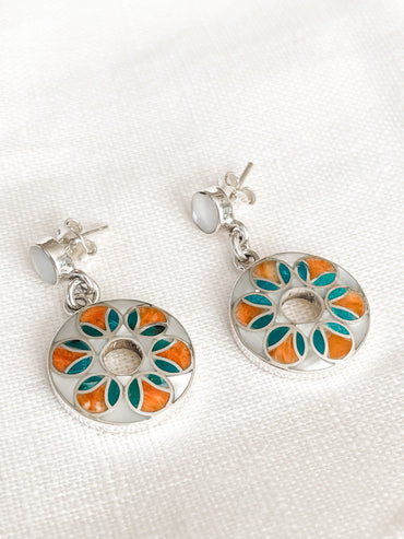 STERLING SILVER INLAY "ORANGES" POST EARRINGS