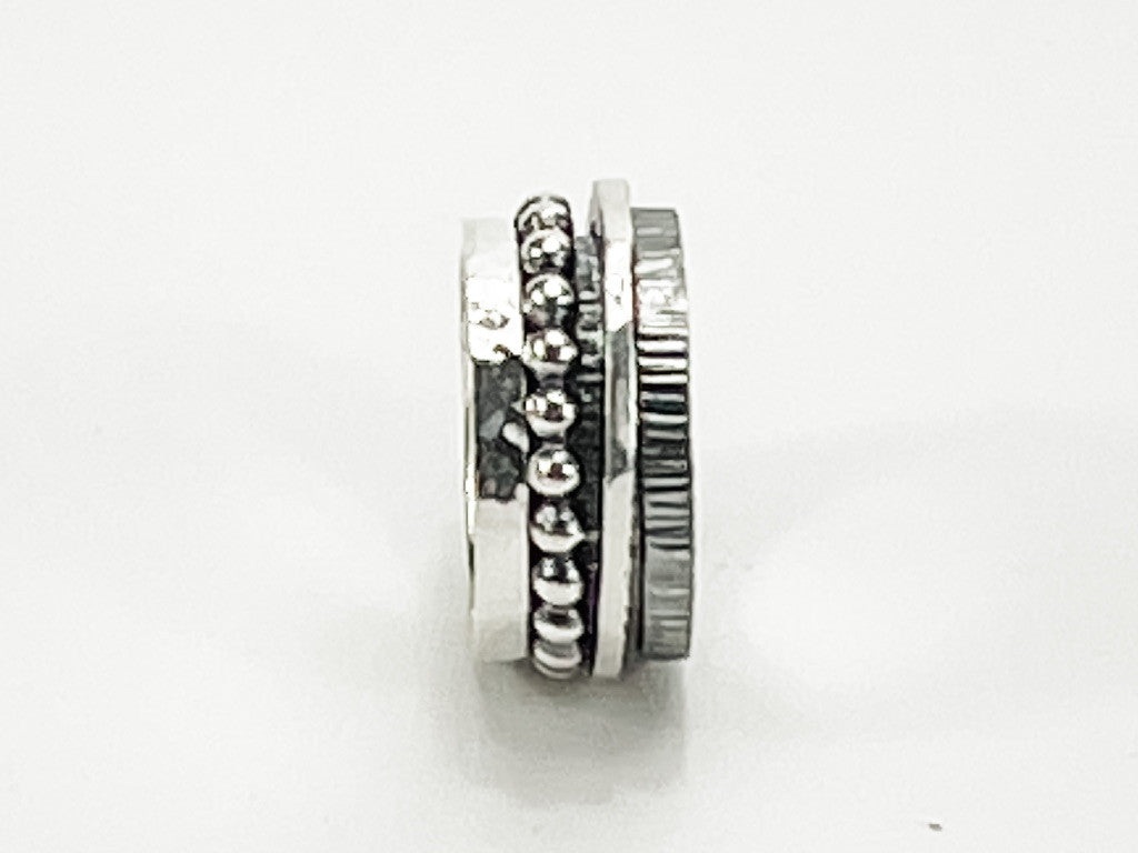 Two Tone Sterling Silver Ring With Floating Bands