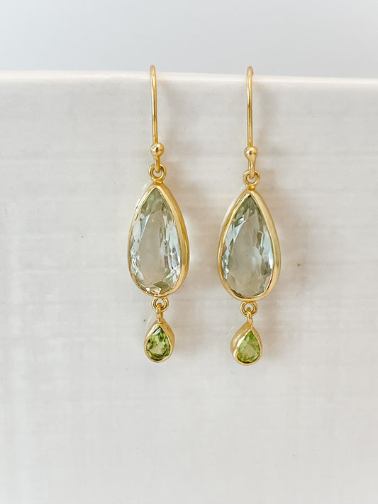 GREEN AMETHYST & PERIDOT EARRINGS