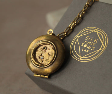 Gold Moon & Star Locket Necklace