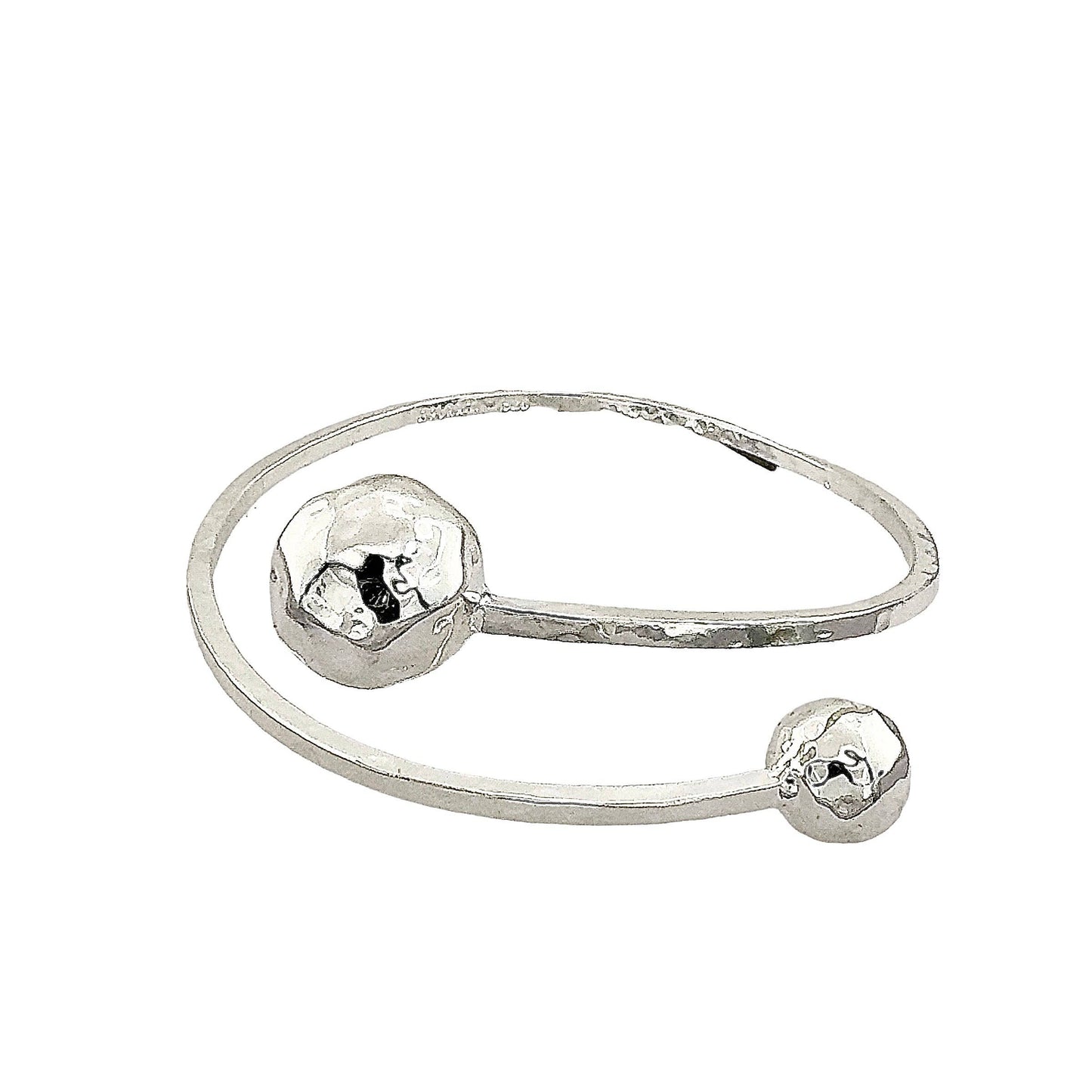 STERLING SILVER DOUBLE SPHERE ADJUSTABLE BANGLE