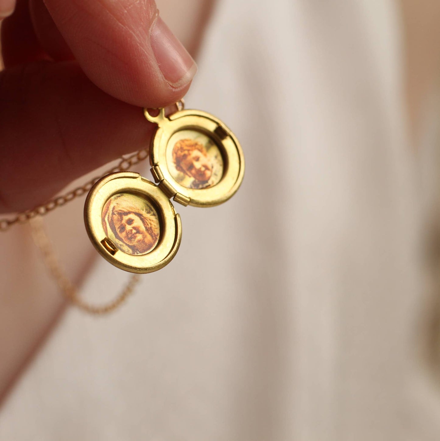 Tiny Brass Round Locket Necklace