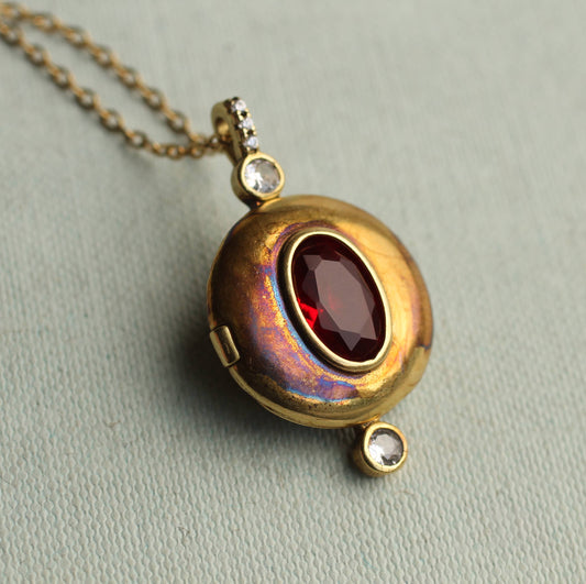 Ruby Deco Jewel Locket Necklace