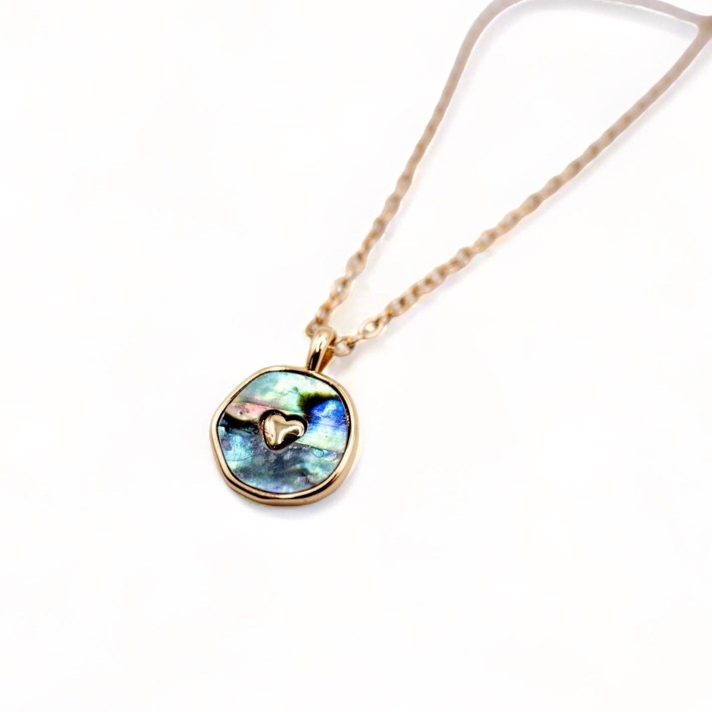 Heart necklace with abalone shell