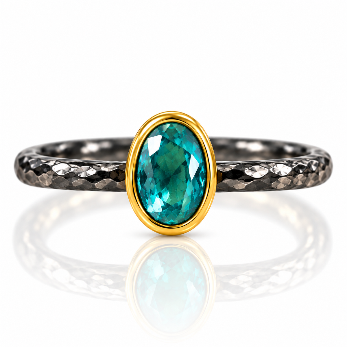 Midnight Lagoon Teal Oval Ring