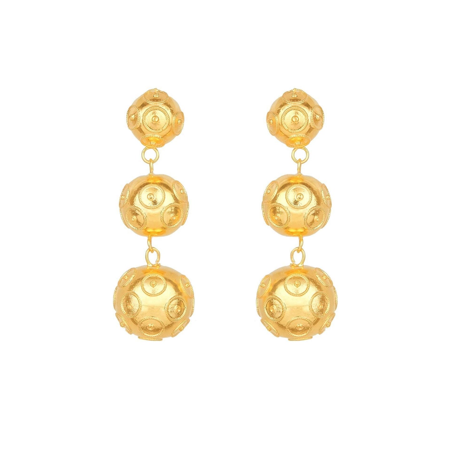 Earrings Three Viana’s Conta in Gold Plated Silver