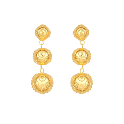 Earrings Three Viana’s Conta in Gold Plated Silver