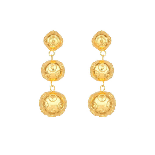 Earrings Three Viana’s Conta in Gold Plated Silver