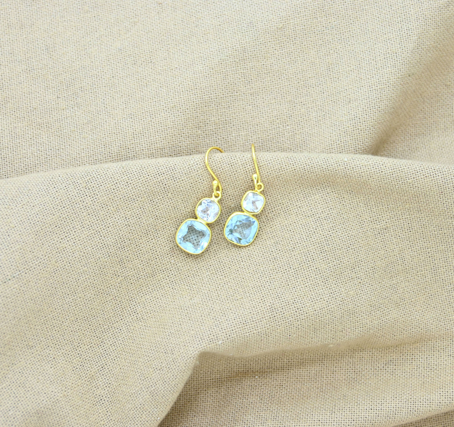 Natural Blue & White Topaz Earring