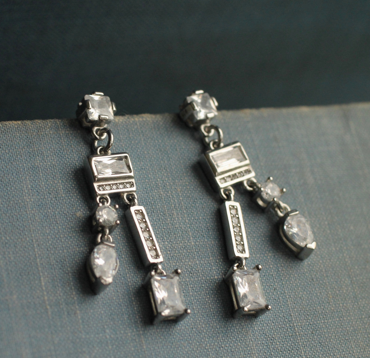 STERLING SILVER ART DECO CHANDELIER EARRINGS