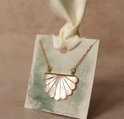 Art Deco Mother of Pearl Semi Circle Pendant
