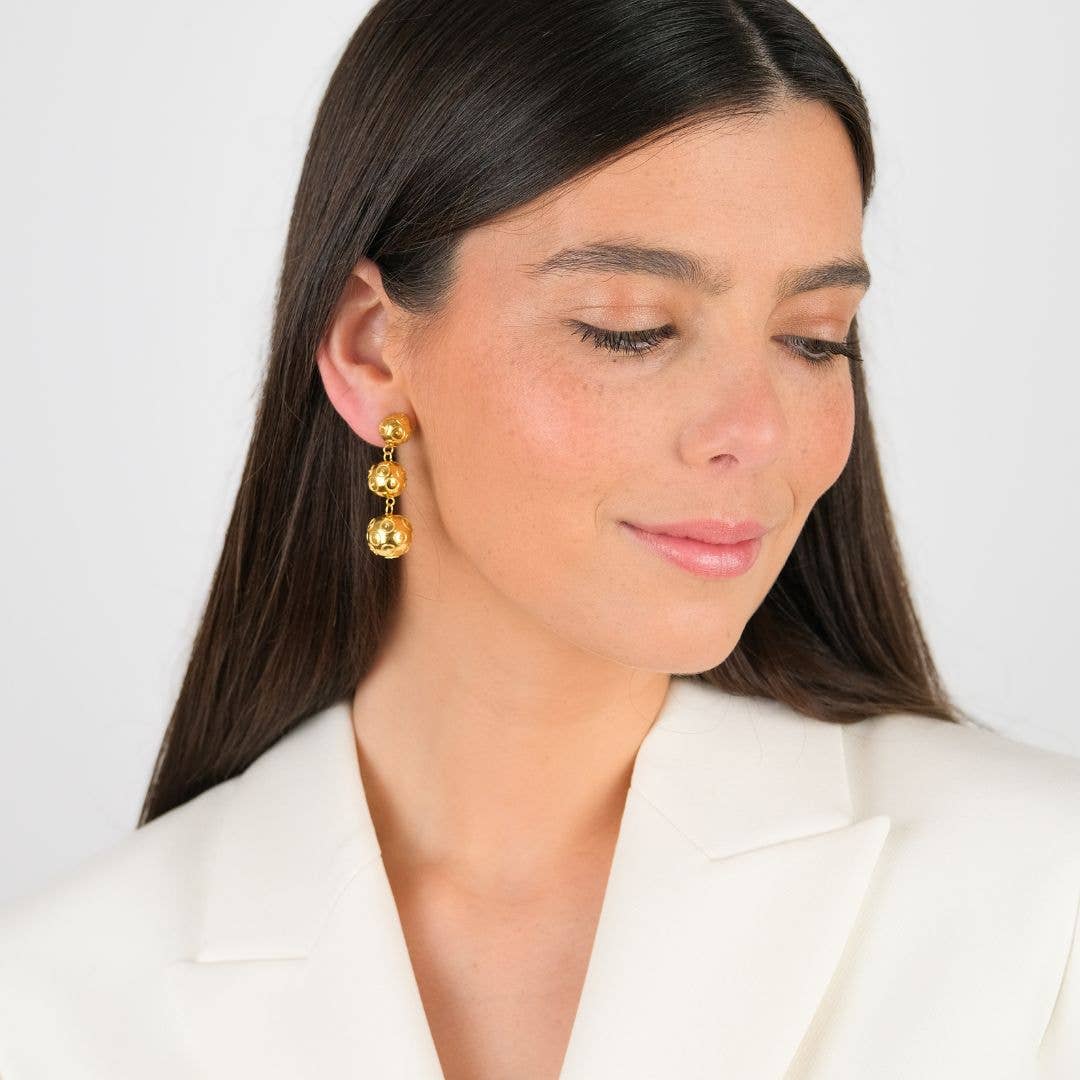 Earrings Three Viana’s Conta in Gold Plated Silver