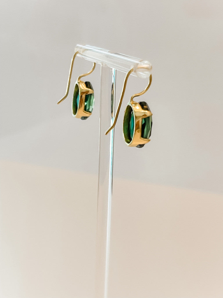 OVAL GREEN TOURMALINE EARRING