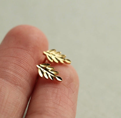 Gold Vermeil Fern Stud Earrings