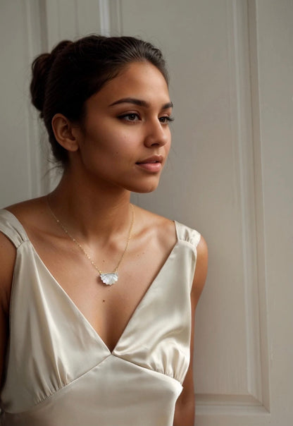 Art Deco Mother of Pearl Semi Circle Pendant