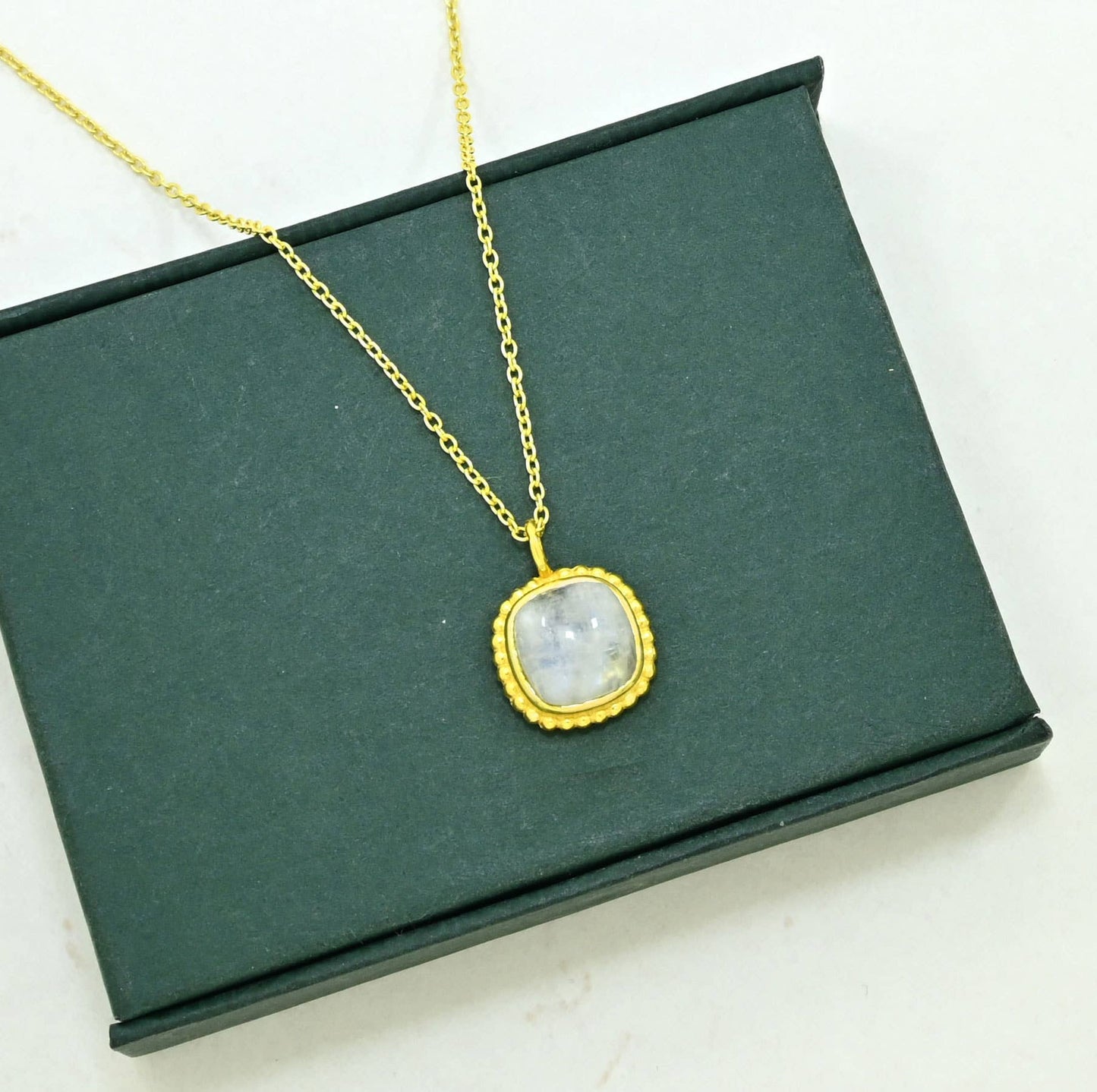 Square Moonstone Necklace