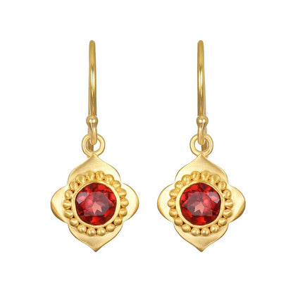Strong Heart Garnet Drop Earrings
