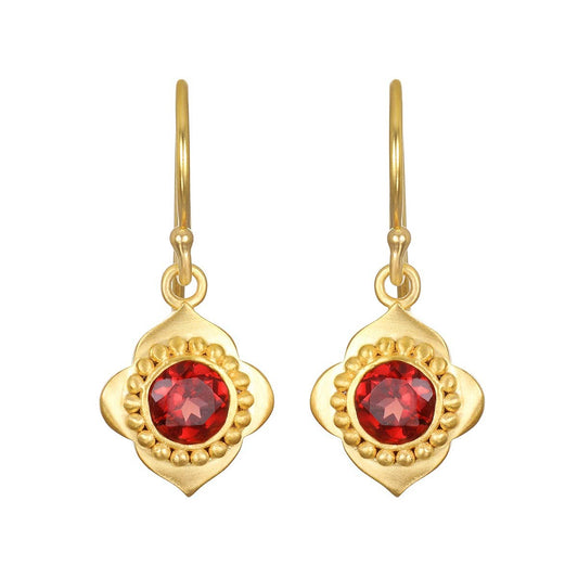 Strong Heart Garnet Drop Earrings