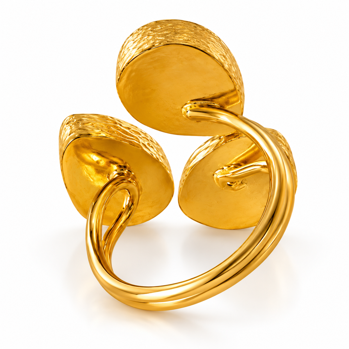 Three-Stone Statement Ring in Textured Gold