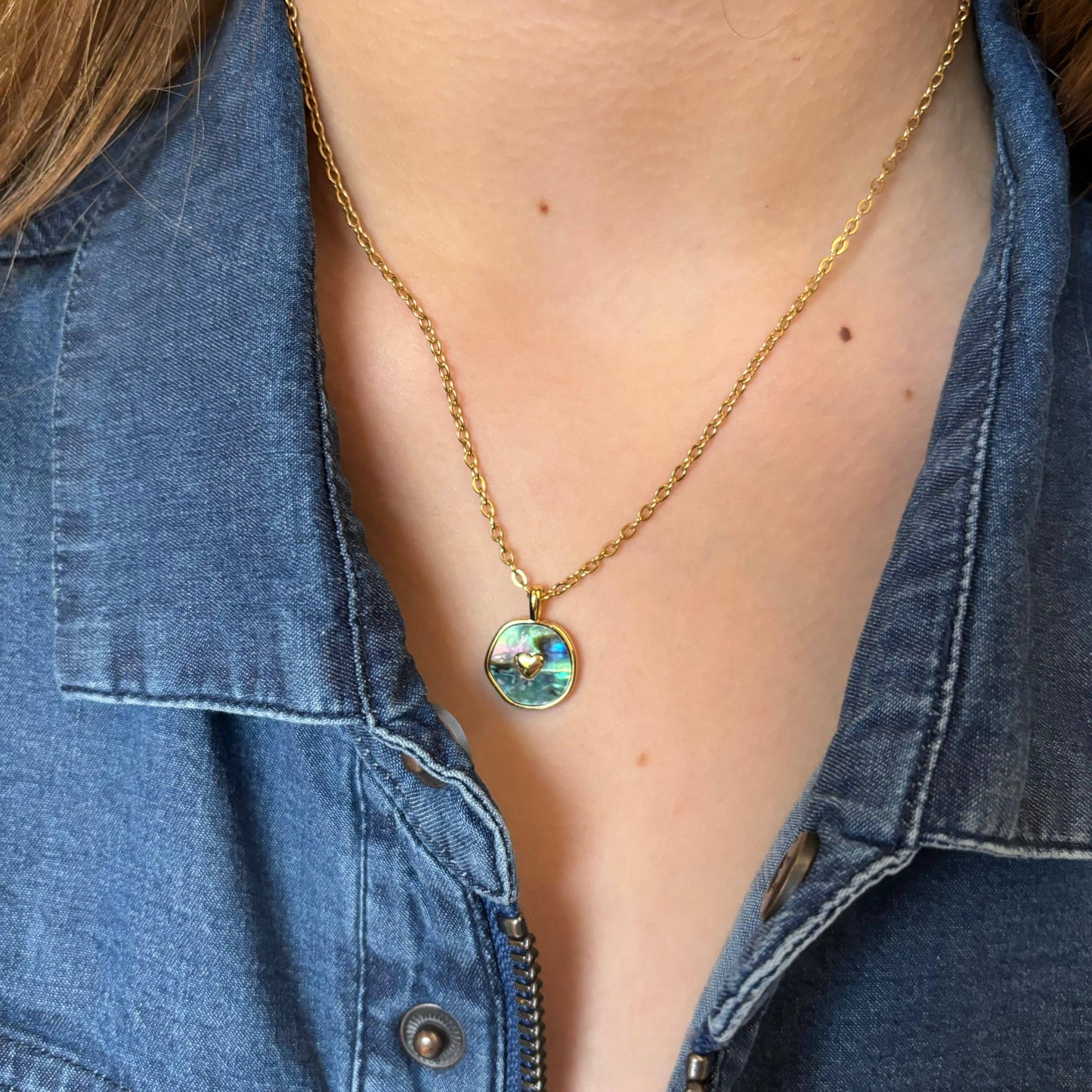 Heart necklace with abalone shell
