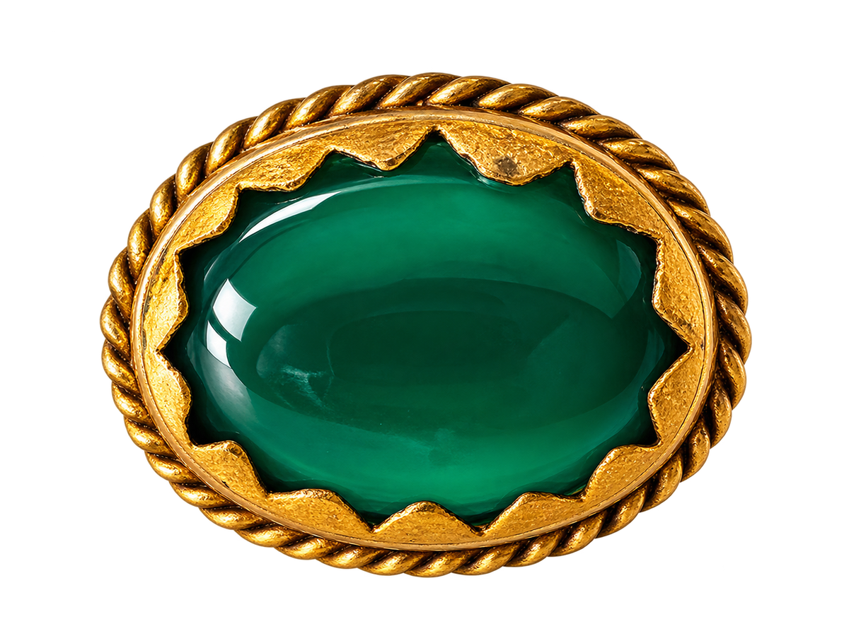 Turkish Emerald Green Statement Ring with Turquoise Accent