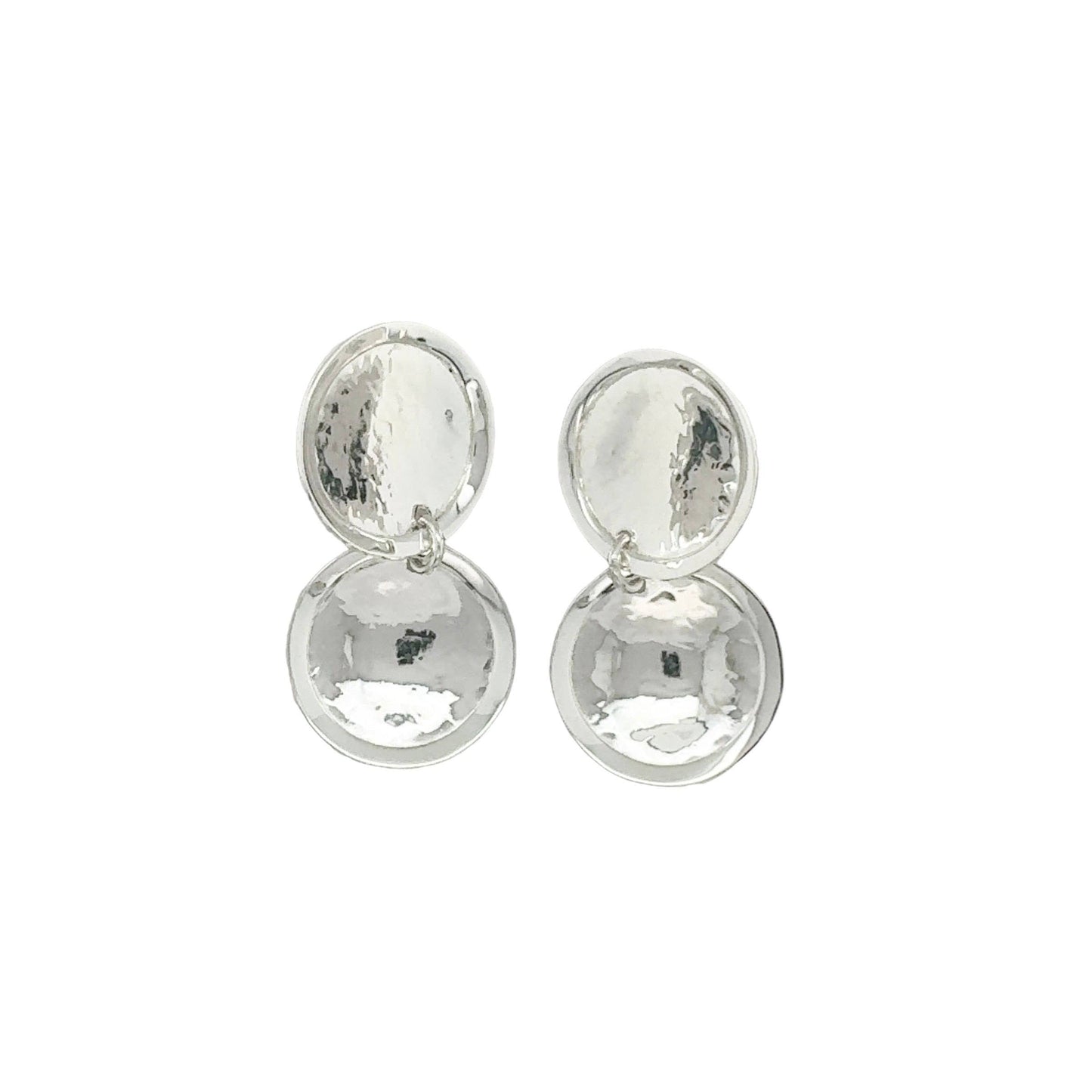 STERLING SILVER DOUBLE DISK POST EARRINGS