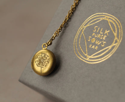 Tiny Brass Round Locket Necklace