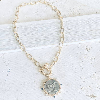 Horse Coin Shackle Necklace  